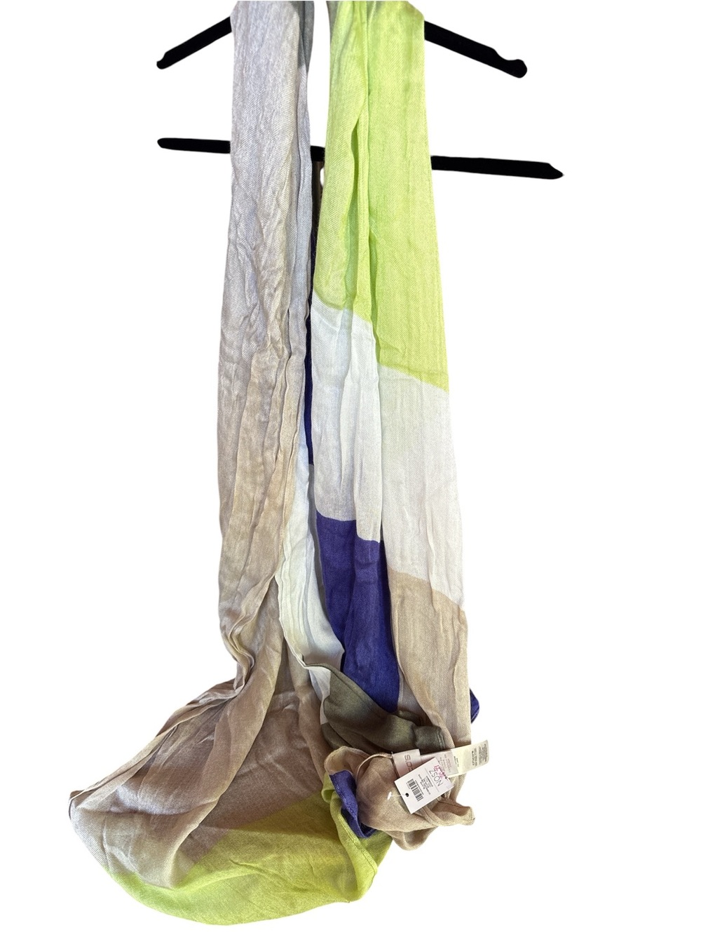 Chico's Colorblock Lightweight Scarf in Lime, Blue, Cream, Tan
